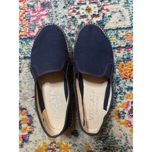 VISCATA Barcelona Chunky Sole Blue Canvas Espadrille Flats Size EU 36 US 5.5